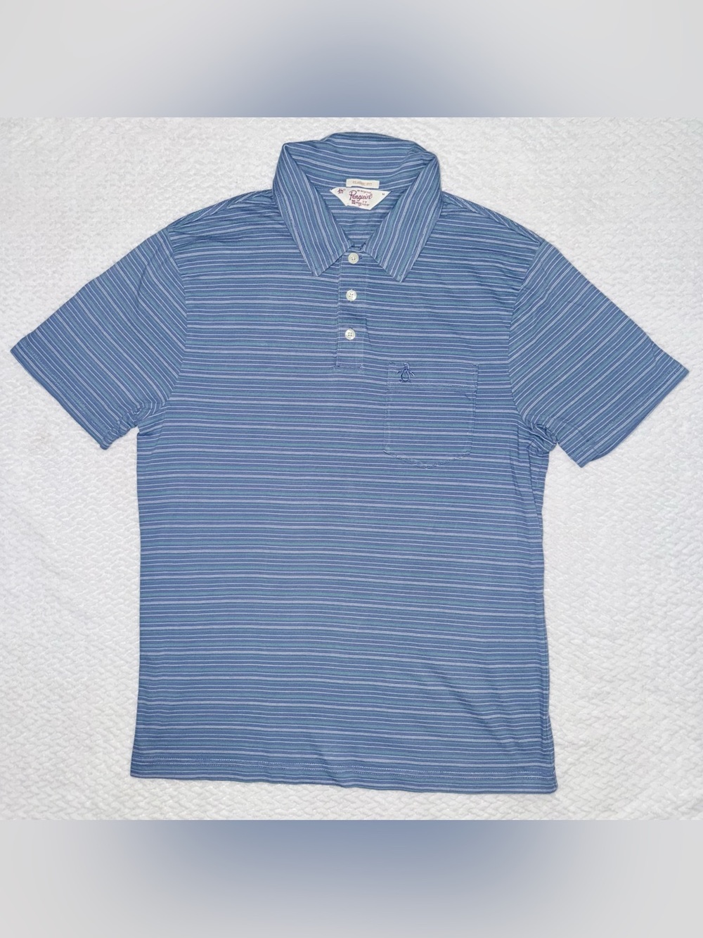 Penguin Blue Striped Polo Classic Fit